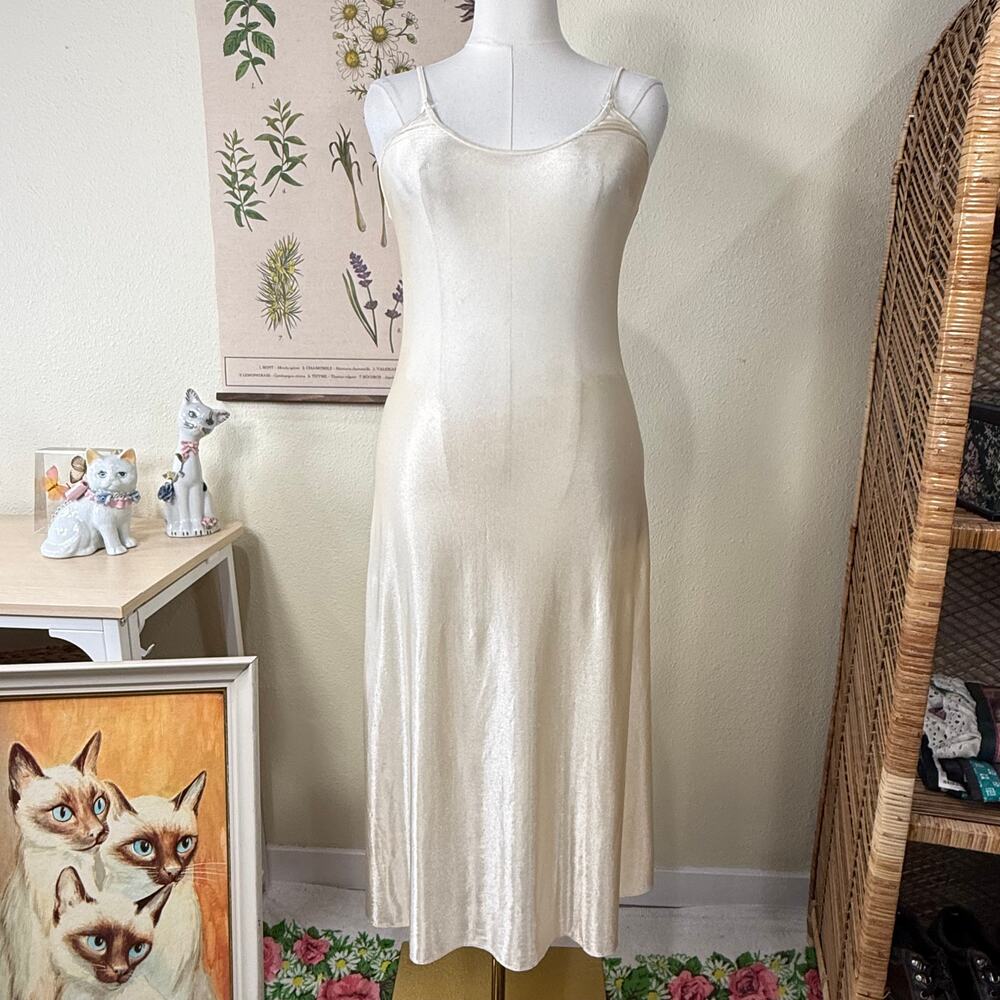 Vintage Sheer Nylon Full Slip Dress Sexy Romantic Coquette Ethereal Femme M L - Picture 1 of 9